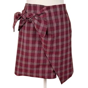 Mustard Seed Burgundy Plaid Mini Skirt